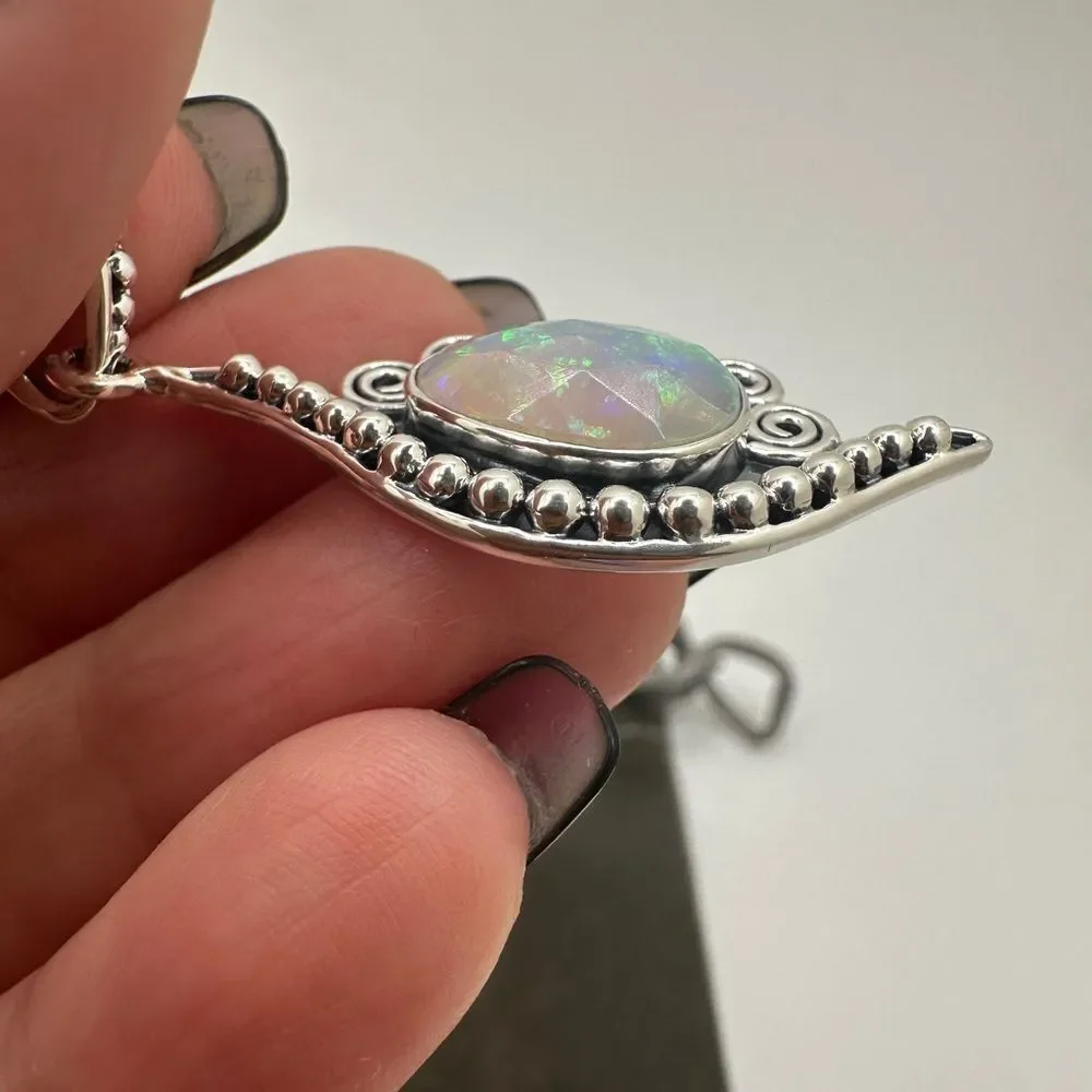 NWT Facetedā10x14mm OPAL pendant in solid sterling silver! - Picture 7 of 14